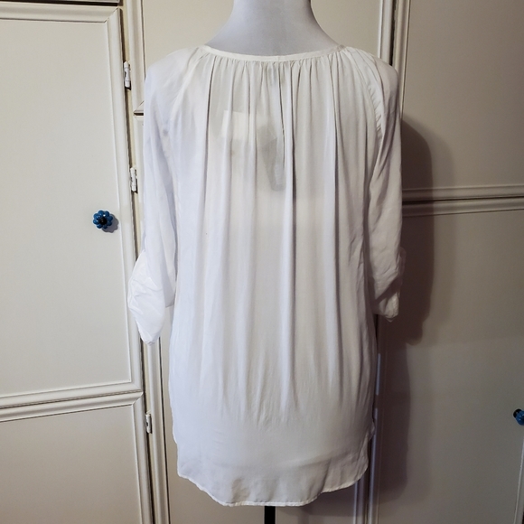 Soft & Romantic Flowing Roll Tab Sleeve Blouse - Picture 3 of 5